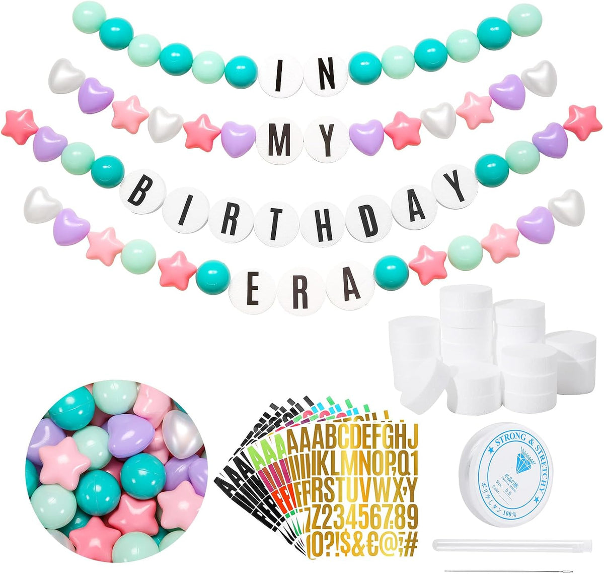 Kpop - Decoración de fiesta temática de bricolaje, kit de Navidad, pulsera de la amistad gigante de Navidad, guirnalda con letras bola Heopeis pulsera de amistad personalizable para decoración de boda