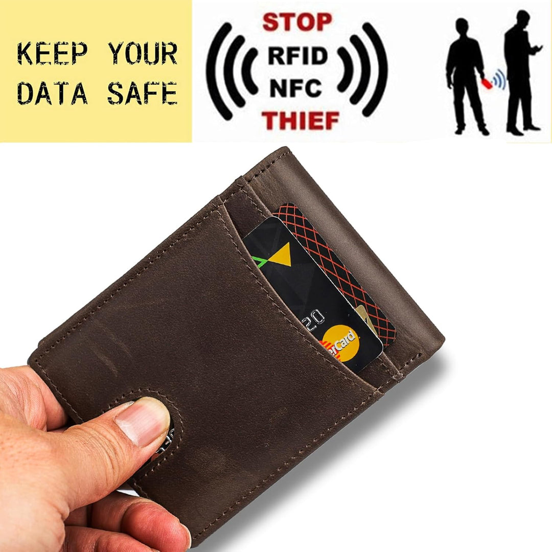 DK86 Cartera para hombres Slim Rfid Bifold Cuero Genuino 2 ID Venta...