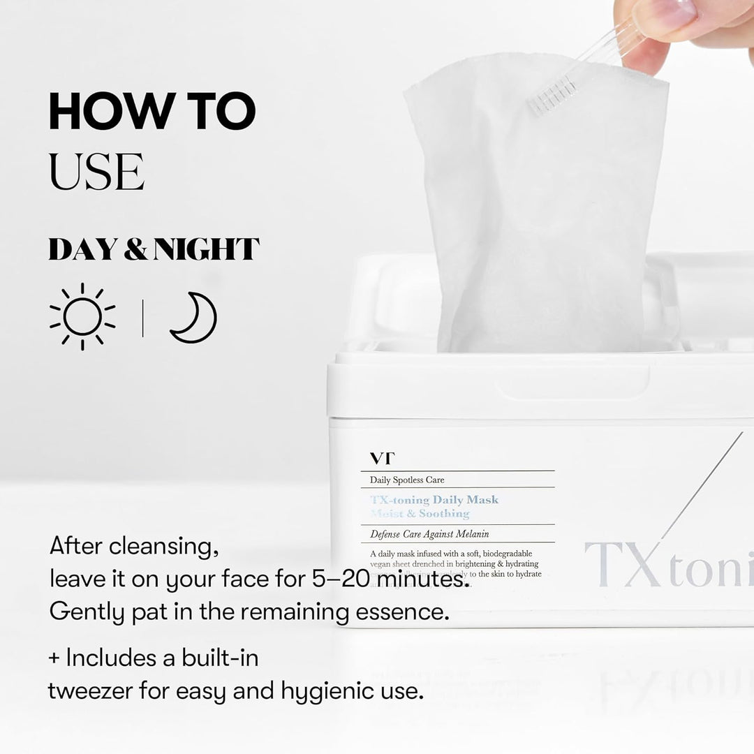 VT COSMETICS TX Mascarilla Tonificante Diaria 30 Hojas, Ácido Trane...