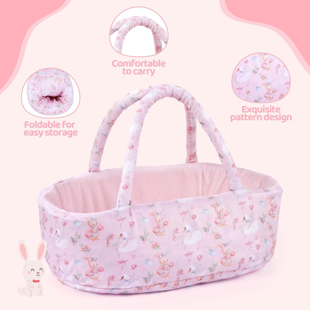 BABESIDE Juego de ropa de muñeca de bebé de 8 piezas con moisés par...