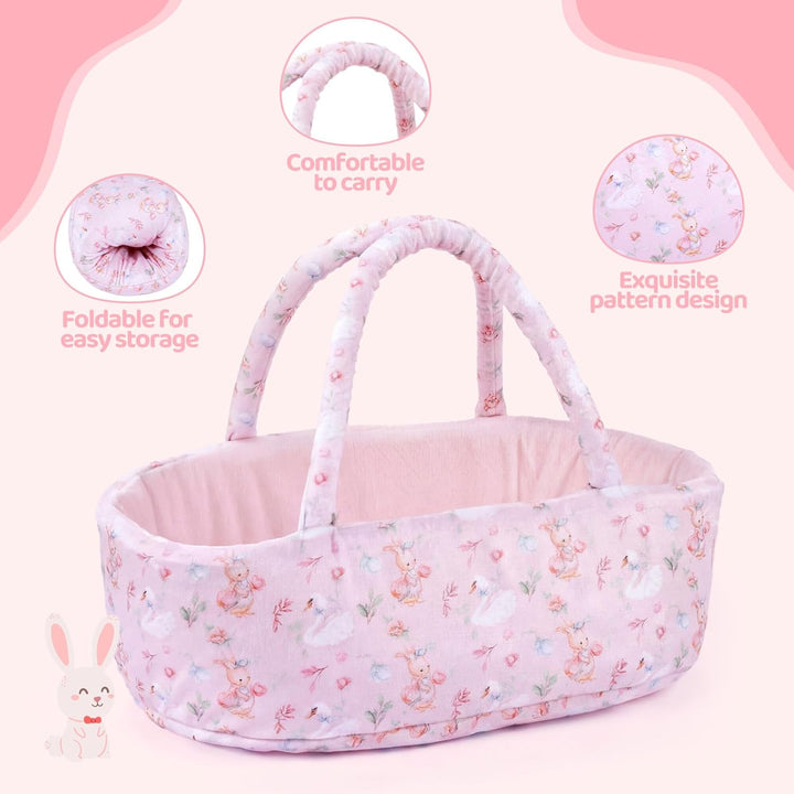 BABESIDE Juego de ropa de muñeca de bebé de 8 piezas con moisés par...