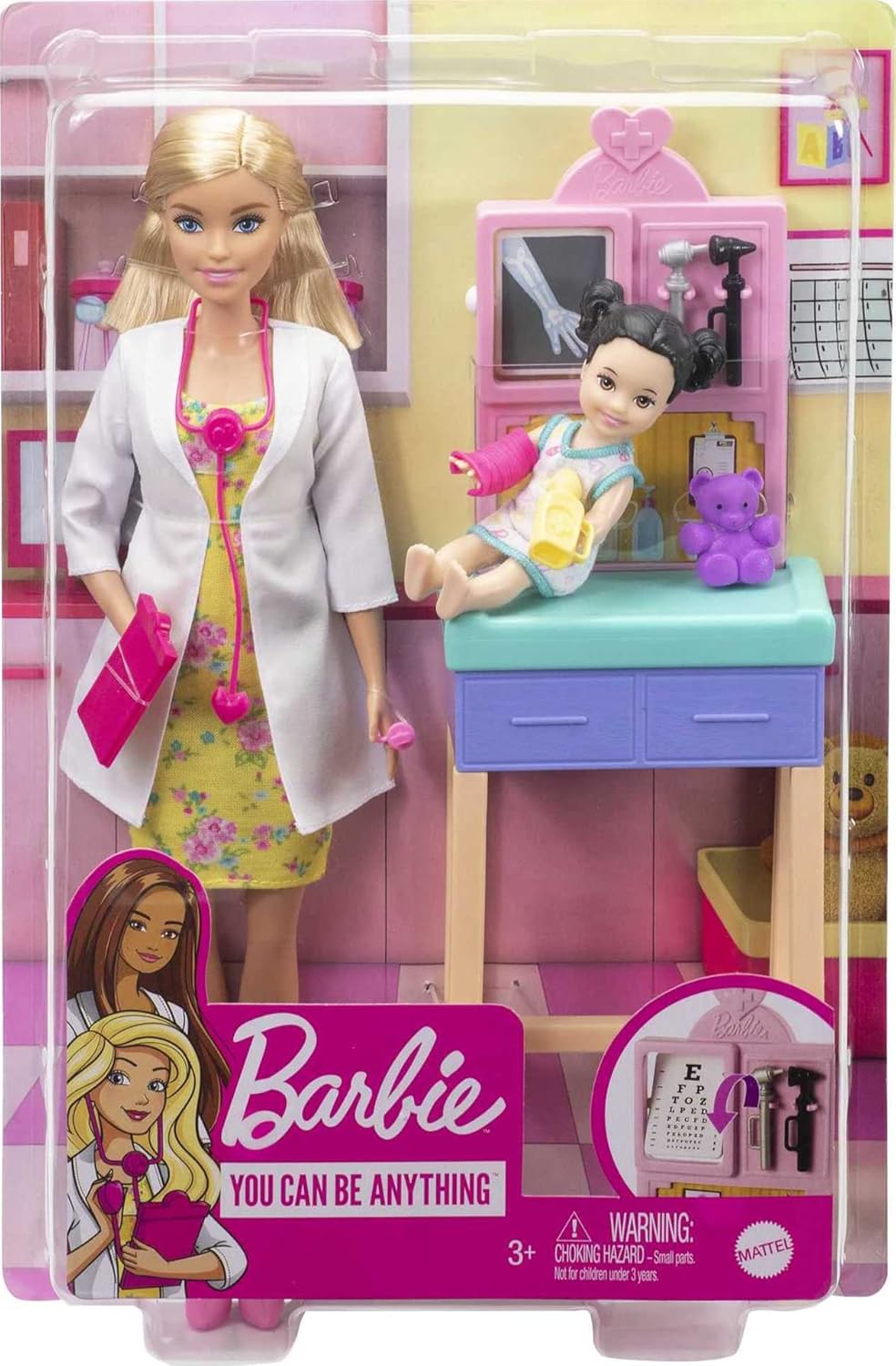 Barbie Juego de carreras, juego de pediatra con muñeca rubia médica...