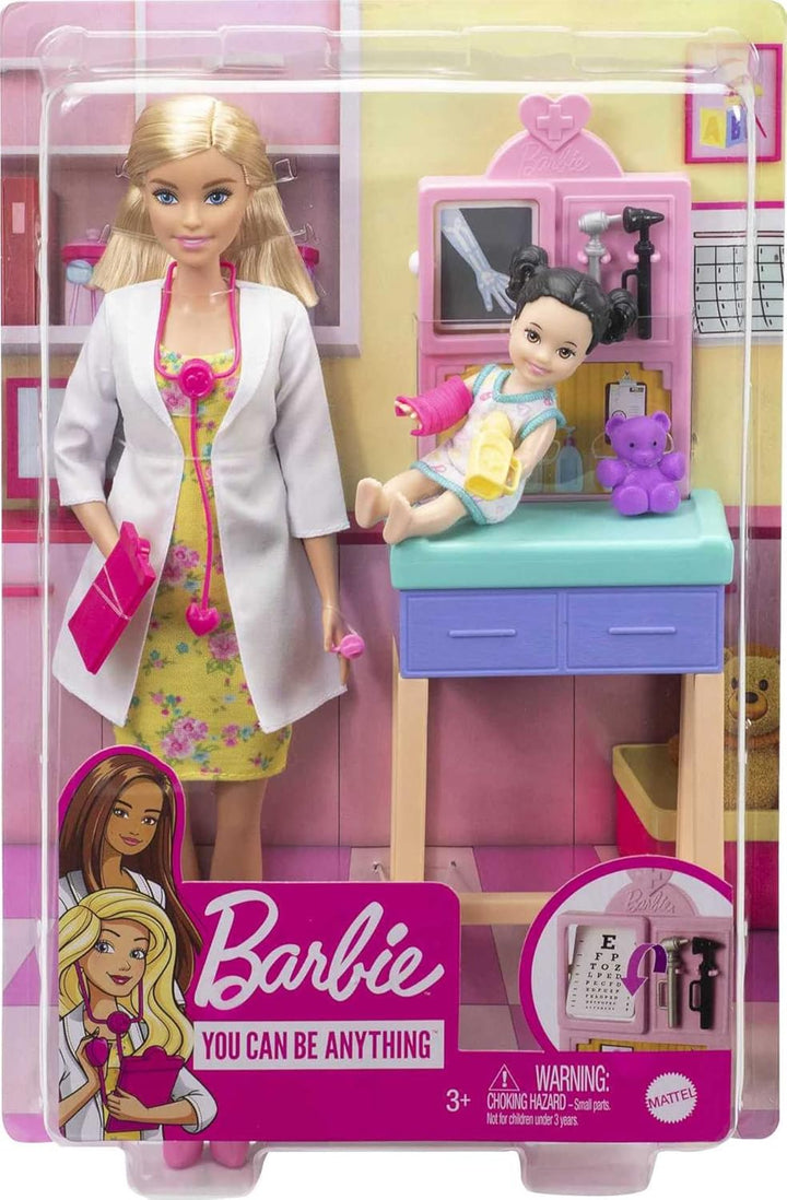 Barbie Juego de carreras, juego de pediatra con muñeca rubia médica...