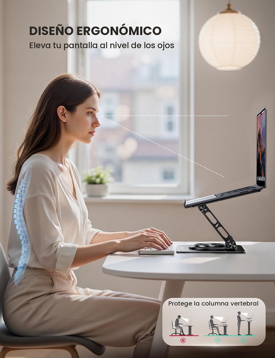 Lamicall - Soporte ajustable para laptop para escritorio - Base gir...