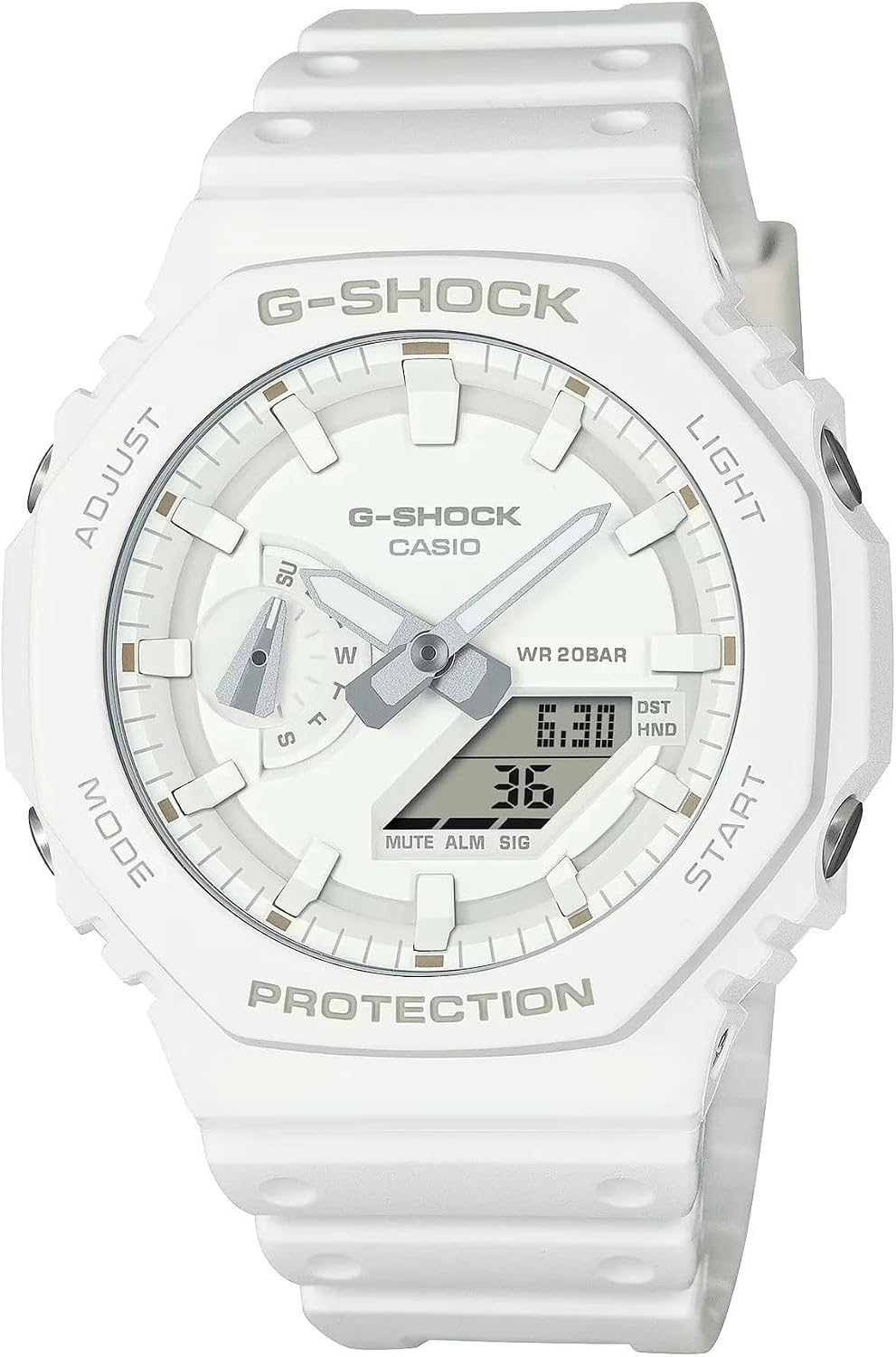 G-Shock Casio GA2100-7A7 - Reloj analógico digital con correa de resina blanca tono sobre tono