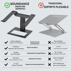 SOUNDANCE Soporte Ajustable para Laptop, Elevador de Aluminio, 10-17.3", Negro