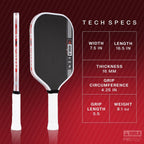 JOOLA Paletas de pickleball Pro IV – Superficie de fibra de carbono en bruto – Perseo, Hyperion, Scorpeus y Magnus – 0.551 in/0.630 in – Tech Flex Power – Núcleo de propulsión – Ancho o alargado