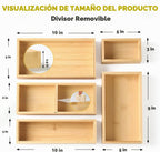 lilLittle Organizador de cajones de bambú, juego de 5 organizadores de