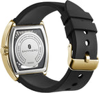 SAPPHERO Reloj para hombre, esfera de esqueleto Tonneau, caja de acero inoxidable, movimiento de cuarzo japonés, correa de silicona, reloj de pulsera deportivo y de moda, resistente a los 30M, fecha