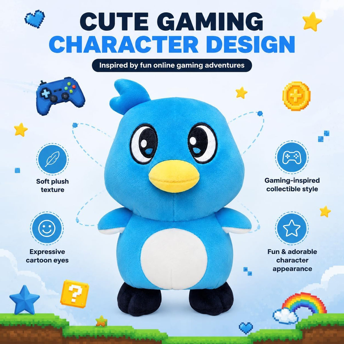 Juguete de peluche de pingüino azul, muñeca de peluche suave de 9.8 in, lindo juego inspirado en hermanos, peluche coleccionable abrazable para niños, decoración de habitación y regalo