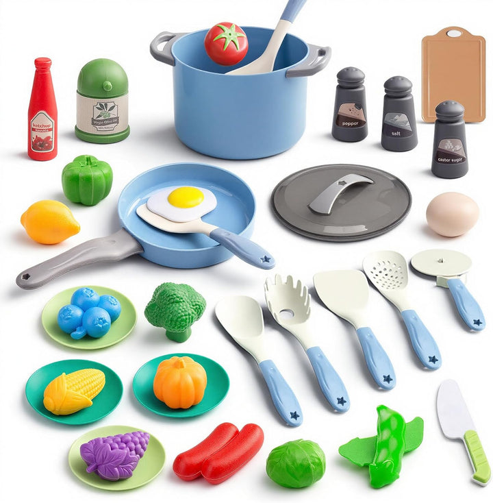 35 piezas de accesorios de juguete de cocina para niños, juego de c...
