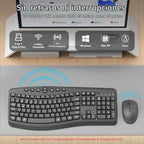 Teclado y Ratón Inalámbricos Combo, Teclas Curvadas Ergonómicas y Silenciosas (Gris Grafito)