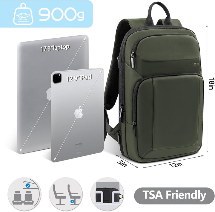 Mochila para hombre delgada y expandible de viaje para laptop con p...