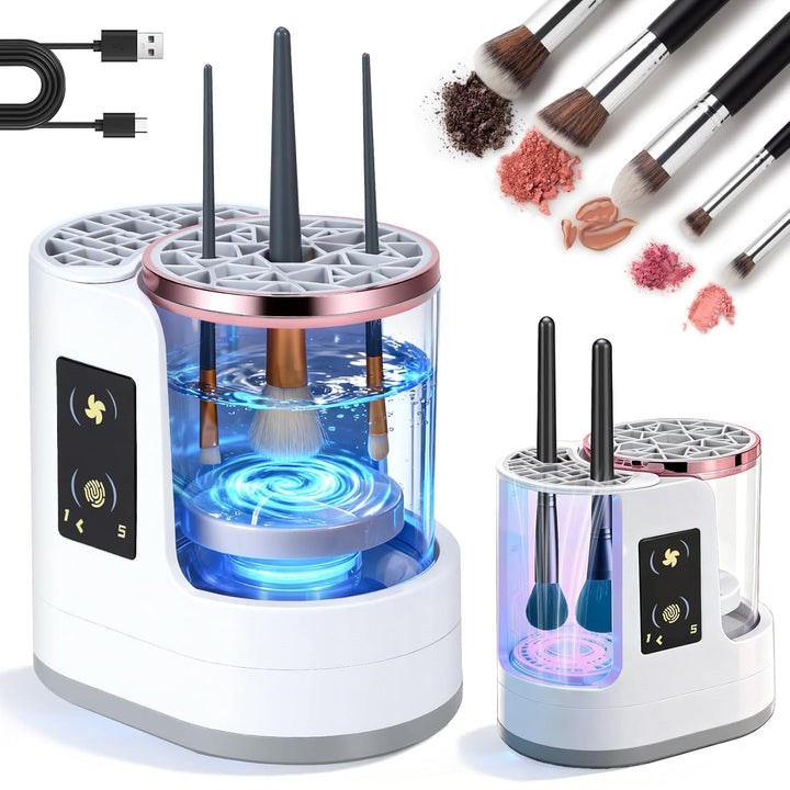 Máquina limpiadora de brochas de maquillaje eléctrica 3 en 1 con fu...