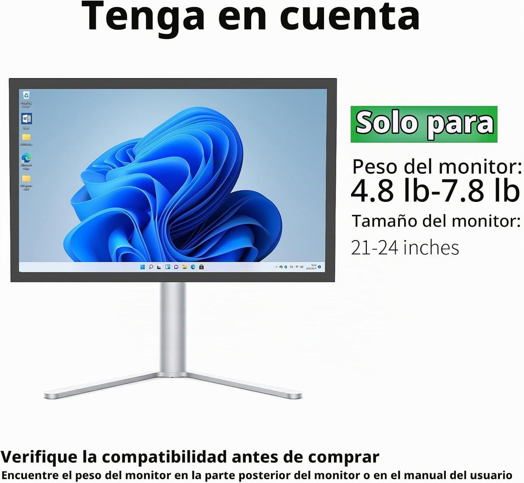 Soporte de monitor VESA de aluminio para monitor Peso 4.8-7.8 lb