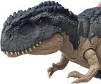 Mattel Jurassic World Figura de acción de rastreadores gigantes, juguete de dinosaurio Mapusaurus con ataque de rabieta de mordida mega, espinas traseras de evolución y juego digital