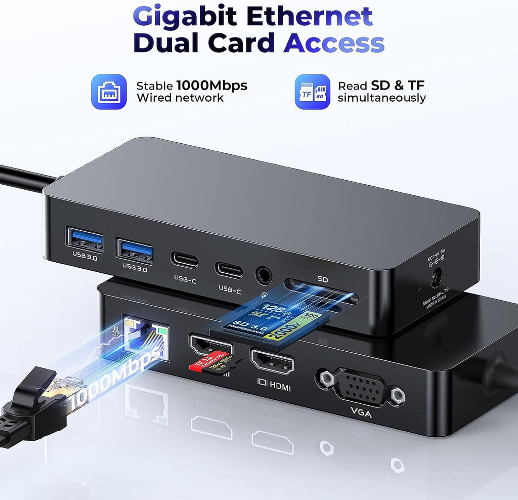 Rocketek Estación de acoplamiento para portátil Dell Dual HDMI+VGA con