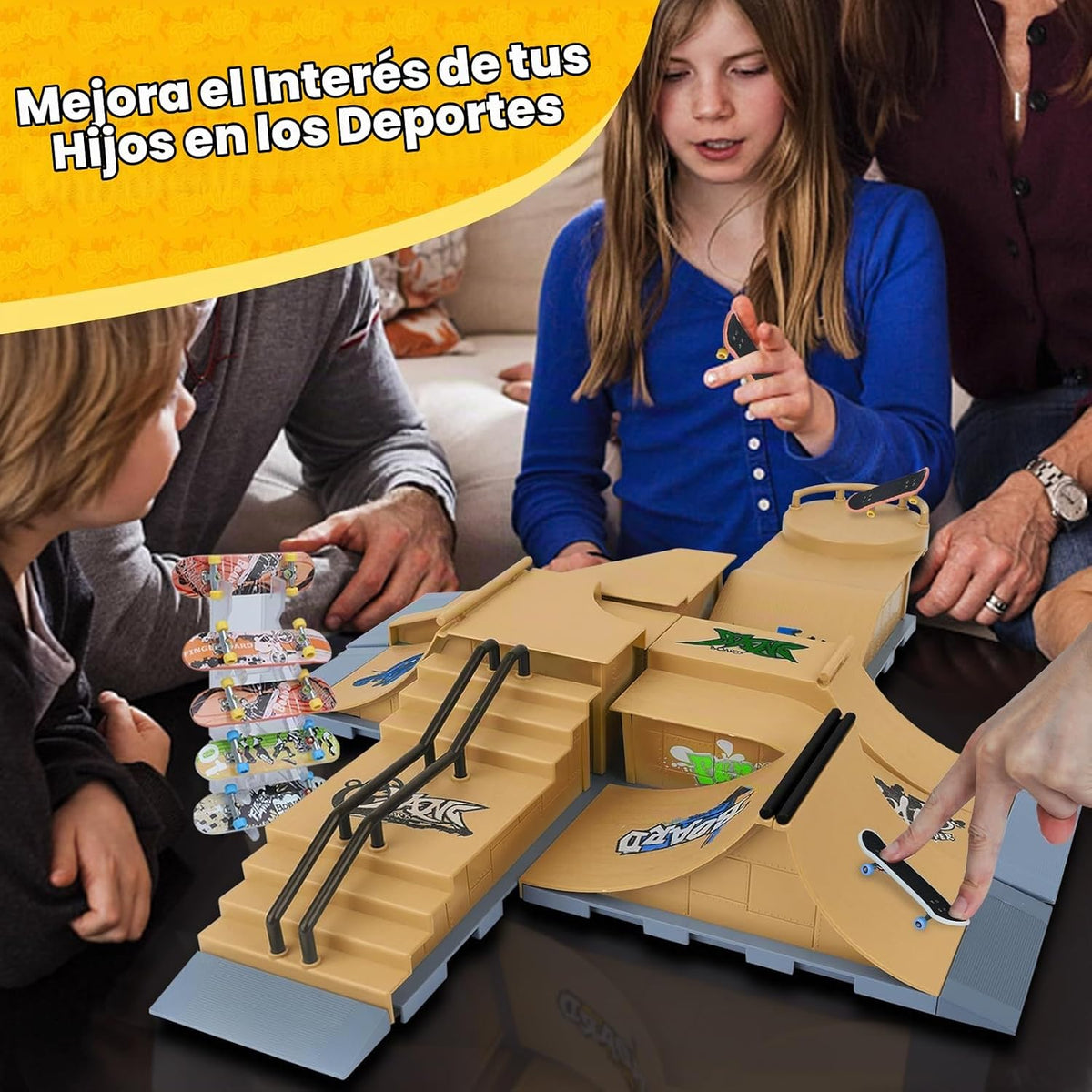 Gr8ware Rampa de Skateboard, Set de Rampa de Skateboard de Dedo 6 en 1, Mini Skatepark para Fingerboard, Parque de Patinaje con Figuras, Skatepark de Fingerboard con Halfpipe y Obstáculos, Juguetes de