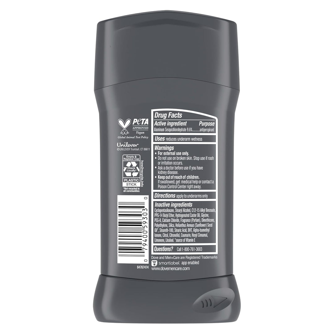 Dove Men+Care - Desodorante en barra de 4 unidades para hombre, ant...