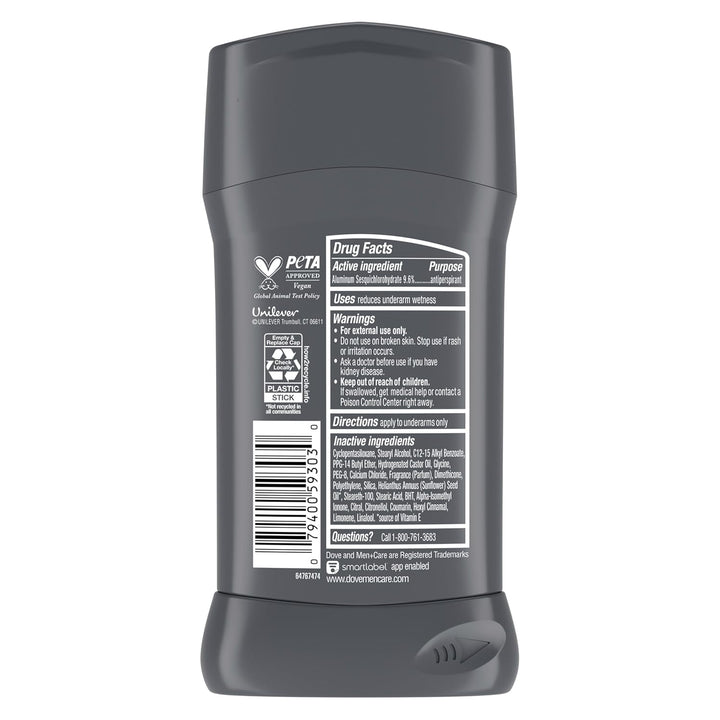 Dove Men+Care - Desodorante en barra de 4 unidades para hombre, ant...