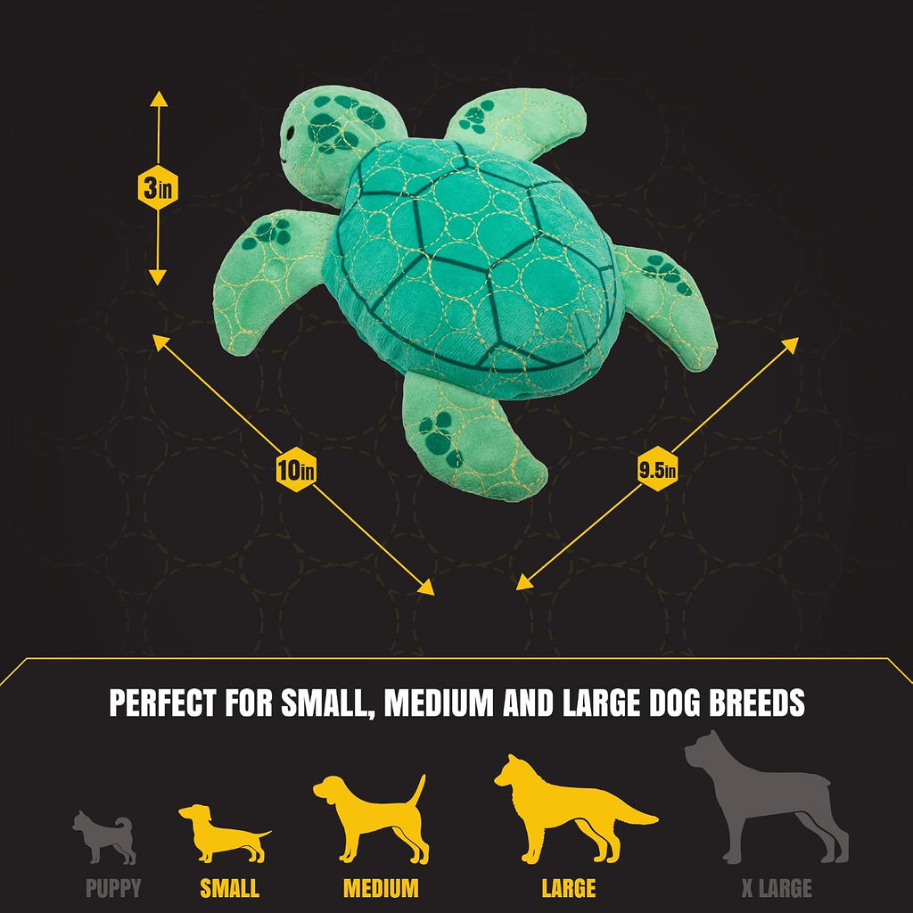 Bite Force Juguete de tortuga para perros masticadores agresivos, juguete duradero reforzado con Kevlar SqueakyTurtle con capa tejida resistente, juguete masticable resistente para perros pequeños y