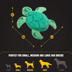 Bite Force Juguete de tortuga para perros masticadores agresivos, juguete duradero reforzado con Kevlar SqueakyTurtle con capa tejida resistente, juguete masticable resistente para perros pequeños y