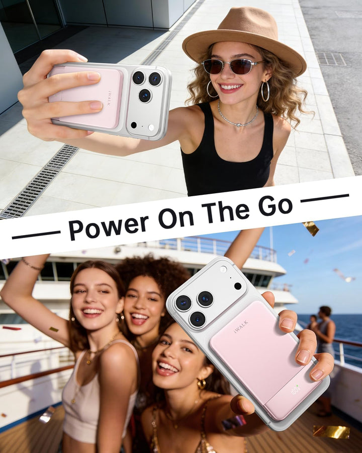 iWALK Cargador Portátil Magnético 5000mAh, Rosa