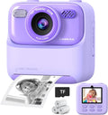 Cámaras digitales instantáneas para niños y niñas, cámara digital selfie HD de doble lente 1080P con papel de impresión y tarjeta TF, regalos de cumpleaños de Navidad, juguetes para niños pequeños y