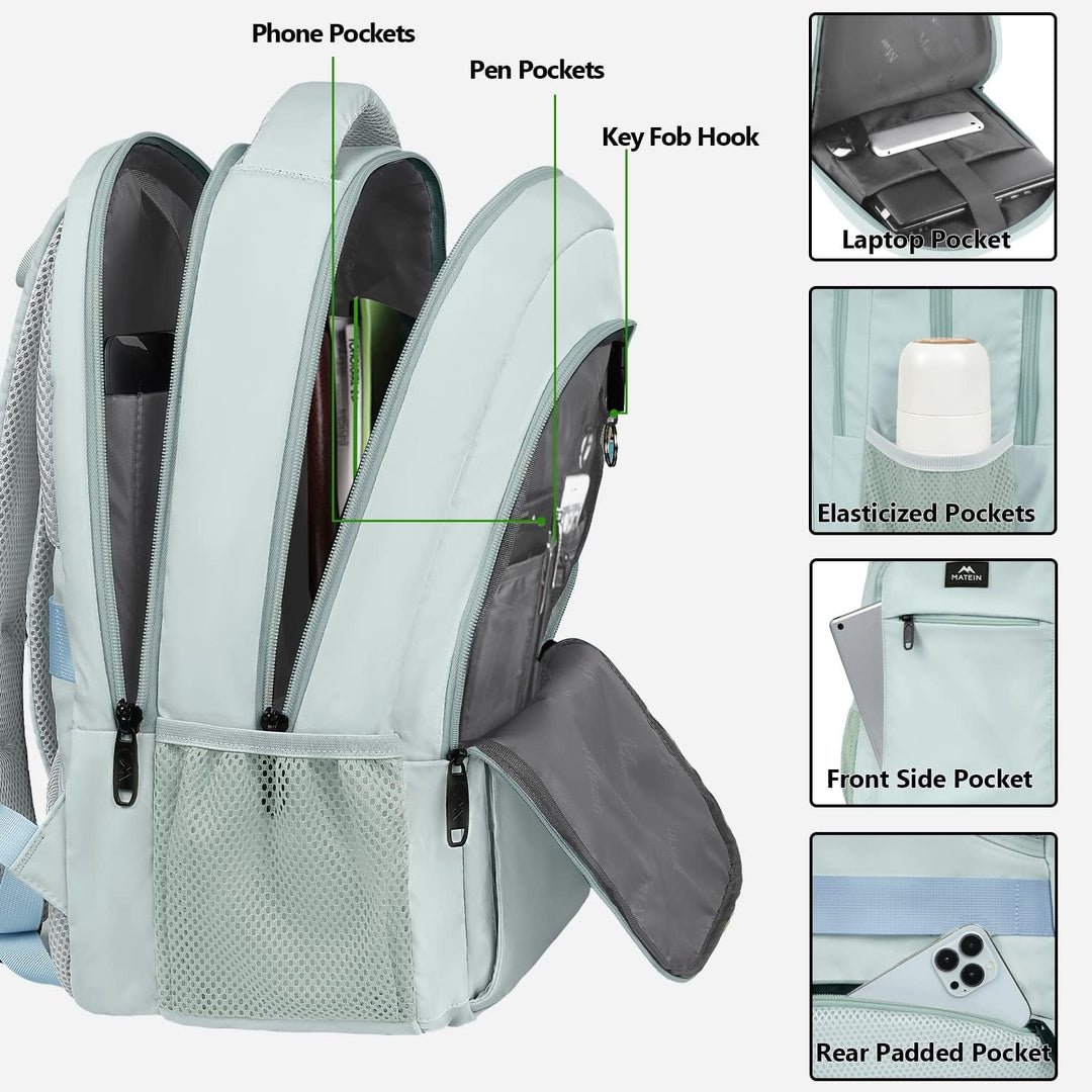 MATEIN Mochila de viaje para laptop, mochila escolar ligera antirro...