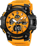 FANMIS Reloj deportivo analógico digital para hombre, color dorado transparente, resistente al agua, de 164 ft, con retroiluminación LED, cronómetro, alarma, reloj casual para hombre