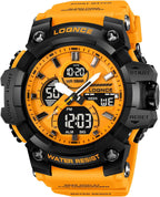FANMIS Reloj deportivo analógico digital para hombre, color dorado transparente, resistente al agua, de 164 ft, con retroiluminación LED, cronómetro, alarma, reloj casual para hombre