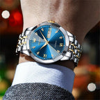 OLEVS Relojes de Hombre Esqueleto Automático Lujo de Negocios Diamante Autoentregado (Self Winding) Reloj de Pulsera de Acero Inoxidable con Calendario