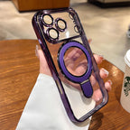 Funda magnética transparente para iPhone 17 Pro Max con soporte, protección completa de la cámara [compatible con Magsafe], funda para iPhone 17 Pro Max de 6.9 pulgadas, color morado