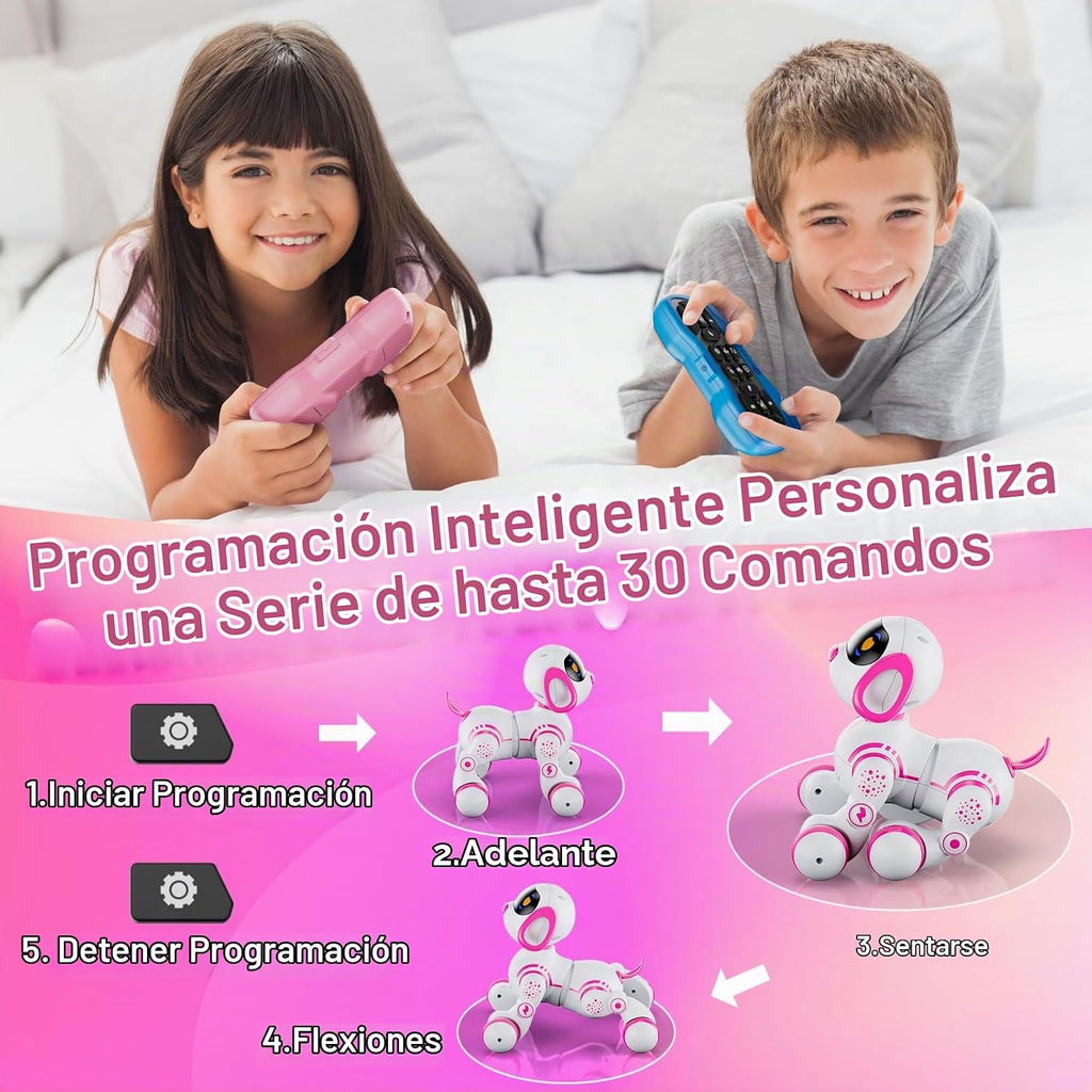 Perro robot Contixo R3 de juguete para niños - Mascota robótica inteligente con control remoto interactivo y función de baile para niños y niñas de 3 a 12 años - Rosa