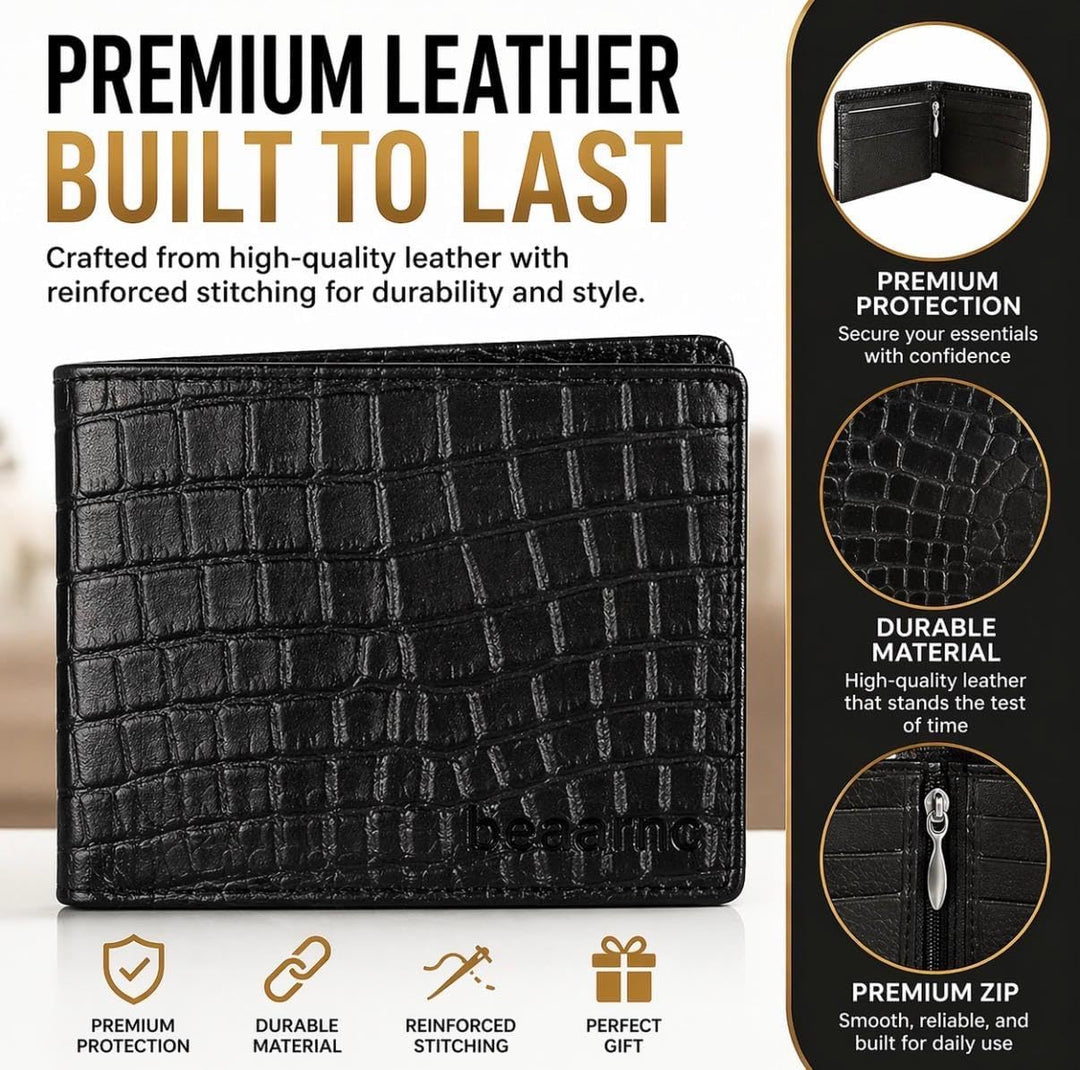 Cartera de cuero para hombre - con bloqueo RFID, delgada y elegante...