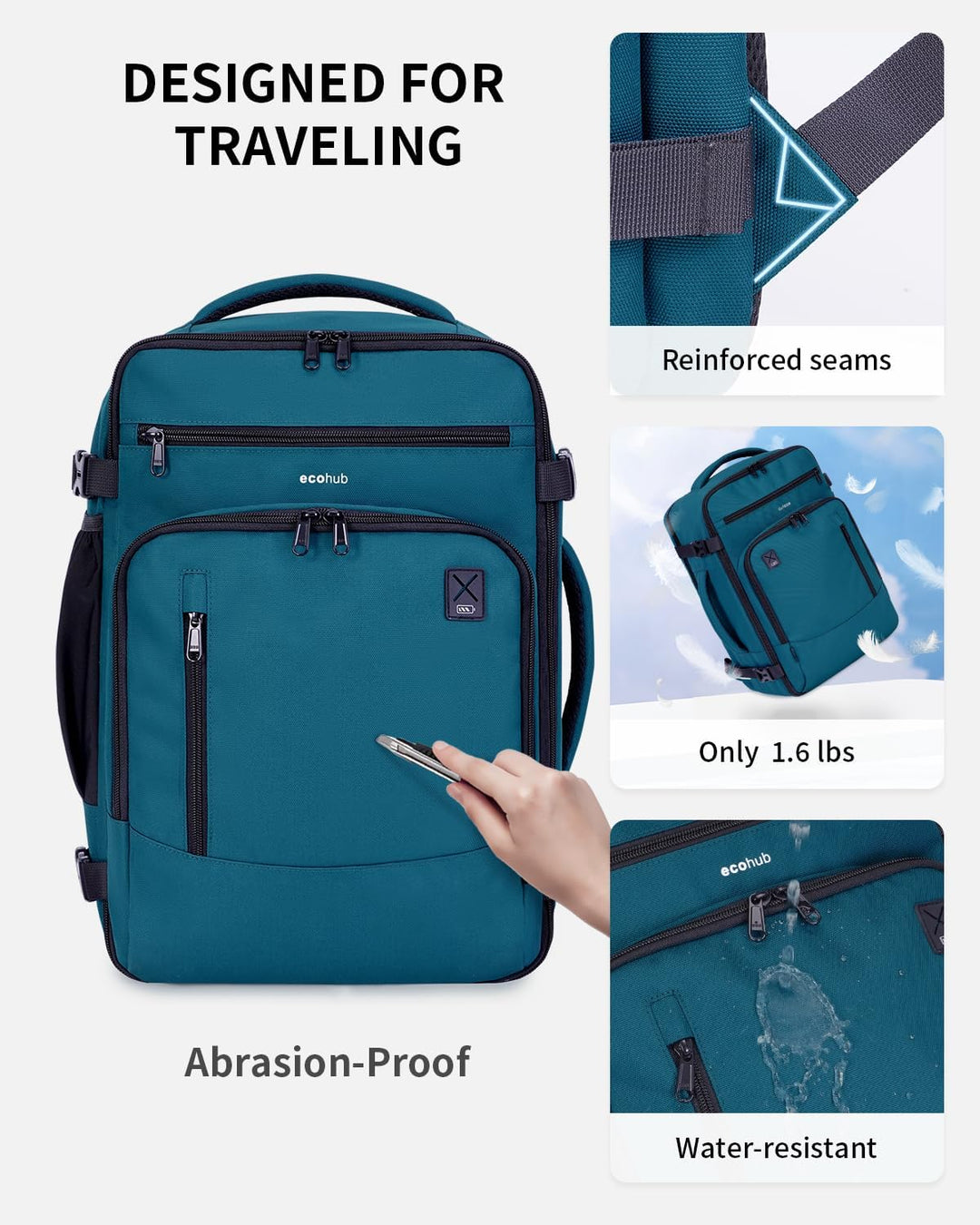 ECOHUB Mochila de viaje Mochila de equipaje de mano, Mochilas de viaje