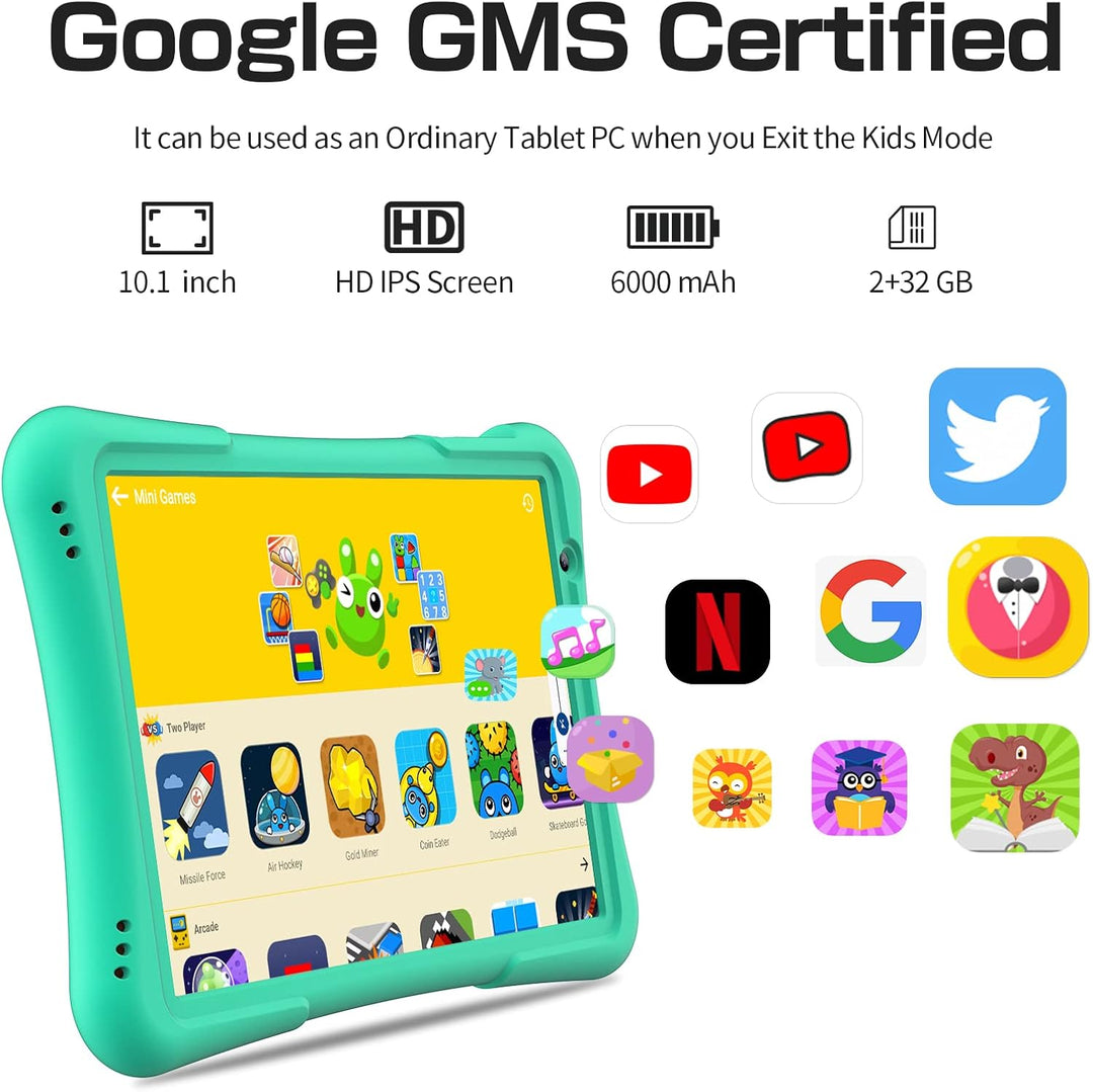 PRITOM Tableta para niños de 10 pulgadas Android 14, 32GB, Quad-Cor...