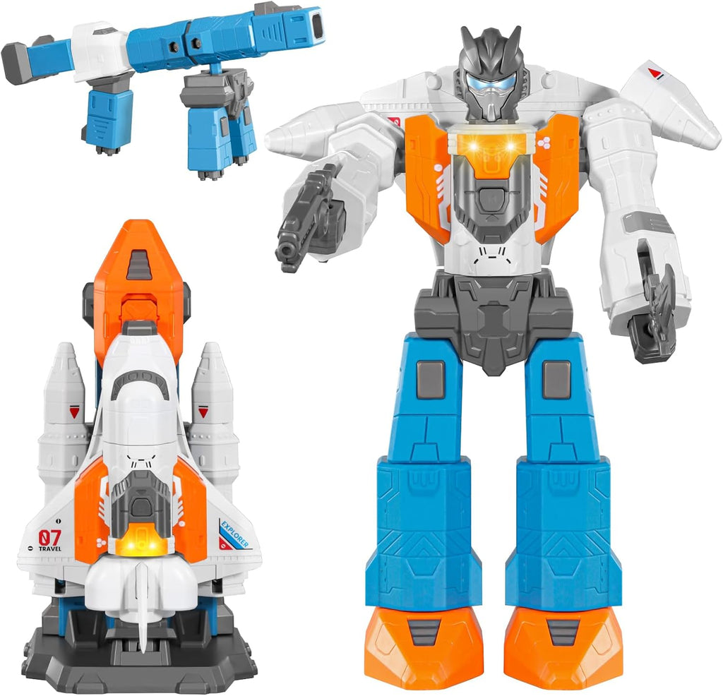 MIEBELY 3 en 1 Magnetic Transform Robot Toy Lights Sounds para Kids 3-9