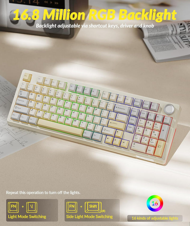 SOLAKAKA KI99 Pro - Teclado mecánico inalámbrico 96% para juegos, t...