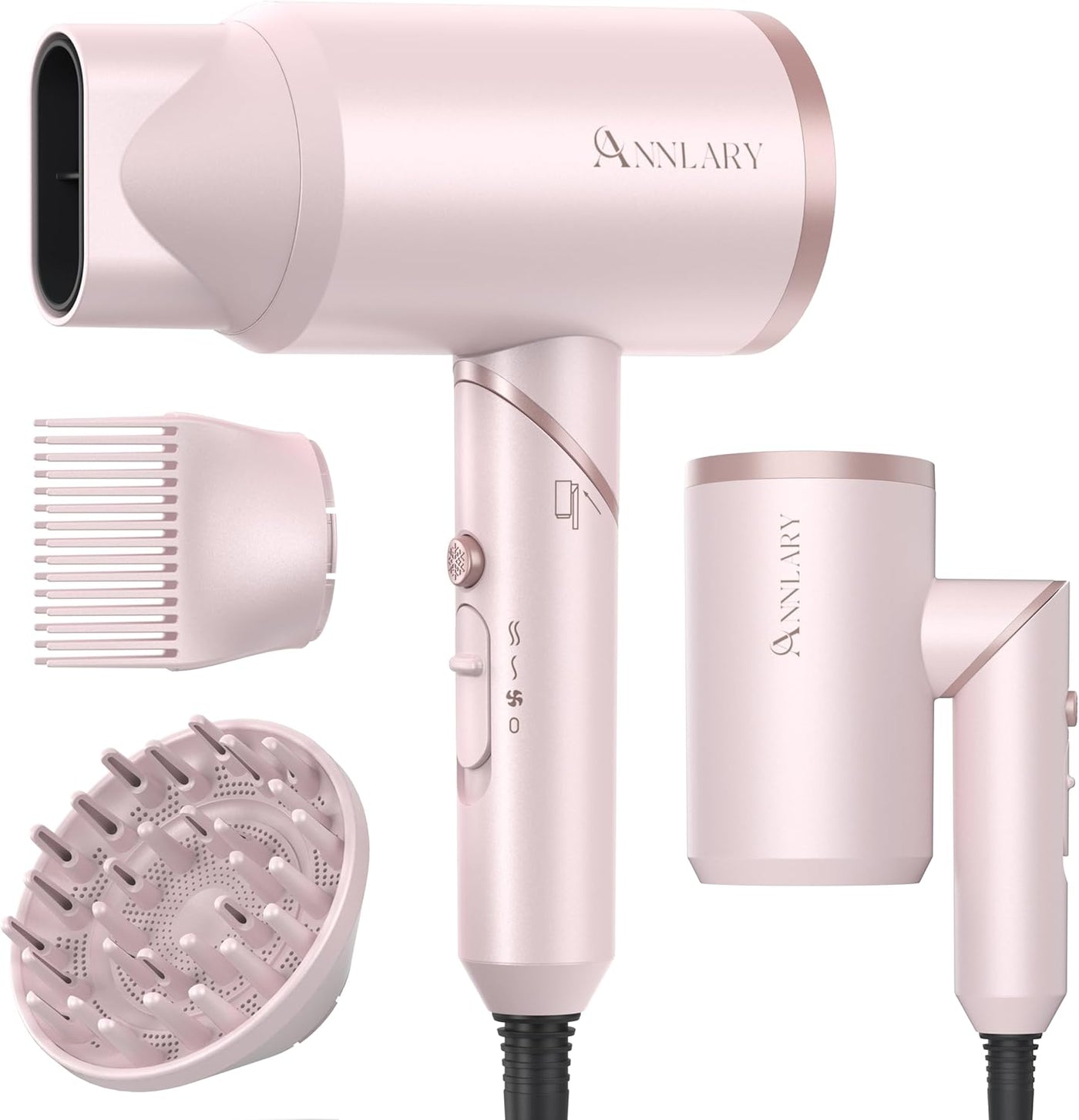 ANNLARY Secador de pelo con peine | Secador de pelo de 1800 W con d...