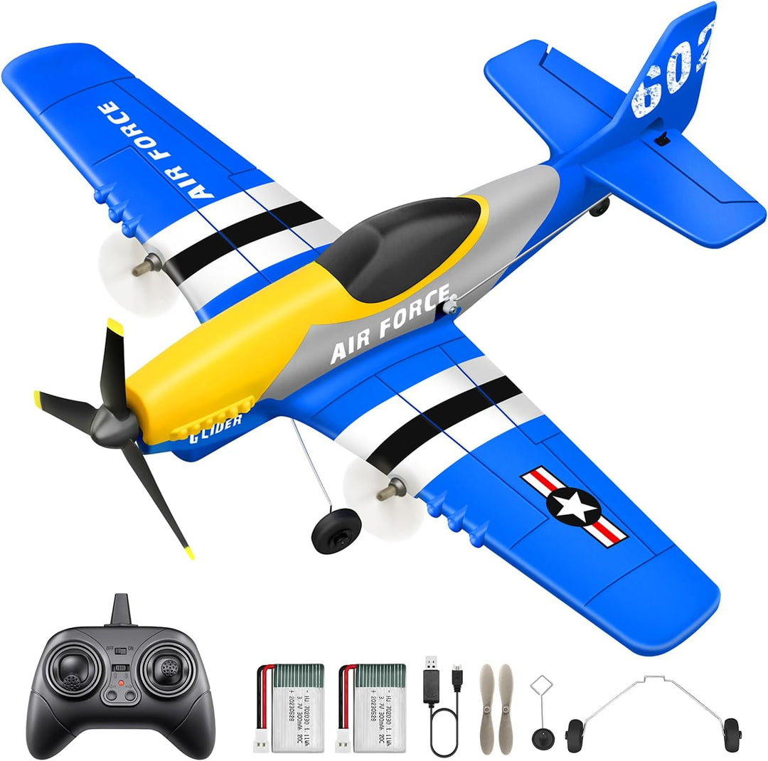 HAWK'S WORK Avión RC P-51D Mustang de 3 canales, avión de contr...