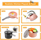 105 piezas de accesorios de juguete de cocina para niños, juego de cocina de camping y barbacoa para niños pequeños, juego de ollas, sartenes, utensilios de cocina de juguete, juego de