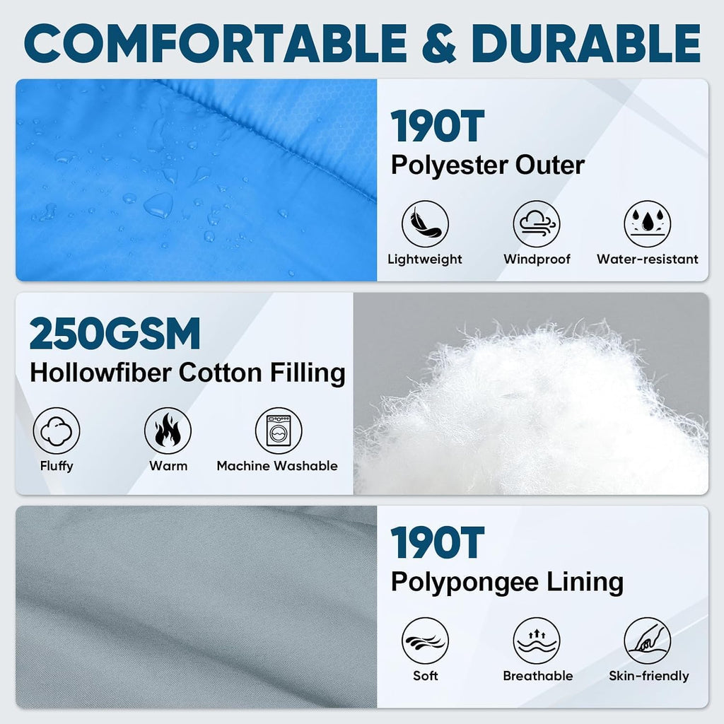 Sacos de Dormir para Adultos, Ultraligeros y Lavables a máquina, a Prueba de Agua para Senderismo, Camping y Mochila, para Clima Cálido y Frío, Esenciales de Camping para Viajar