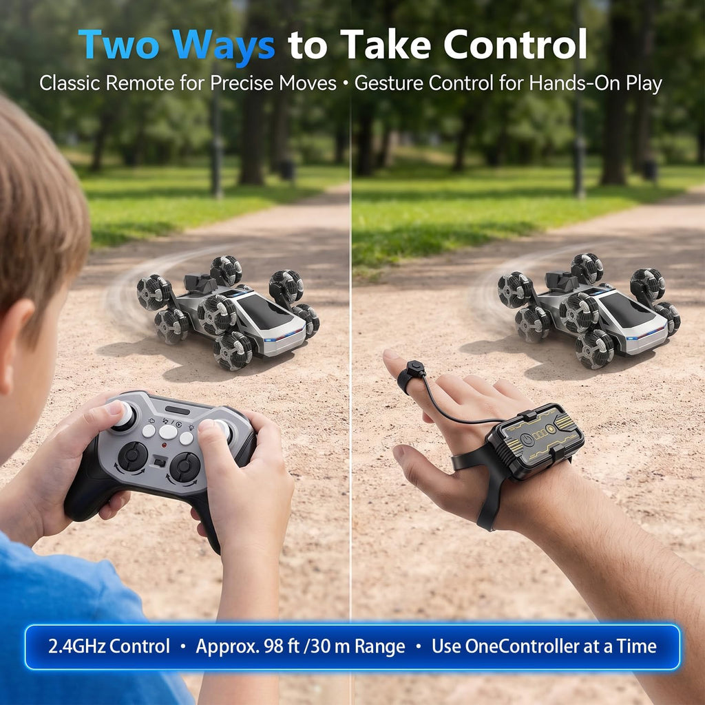 Coche de control remoto para niños, auto de acrobacias a control remoto con