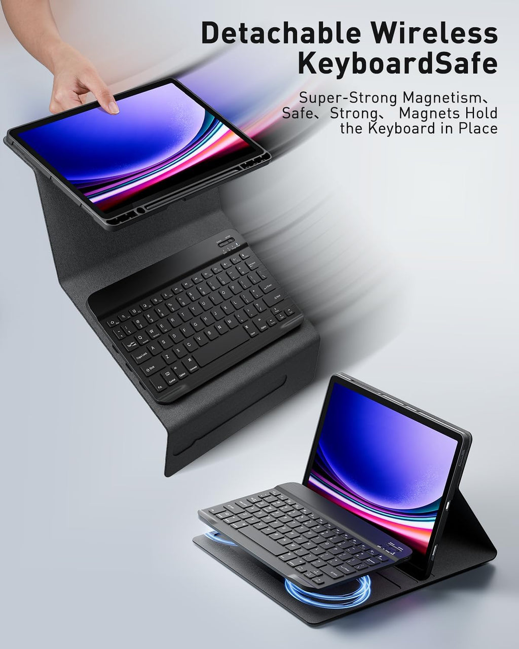 TUNKARMOR Funda con teclado para Samsung Galaxy Tab A9+/ A11+ Plus 2023