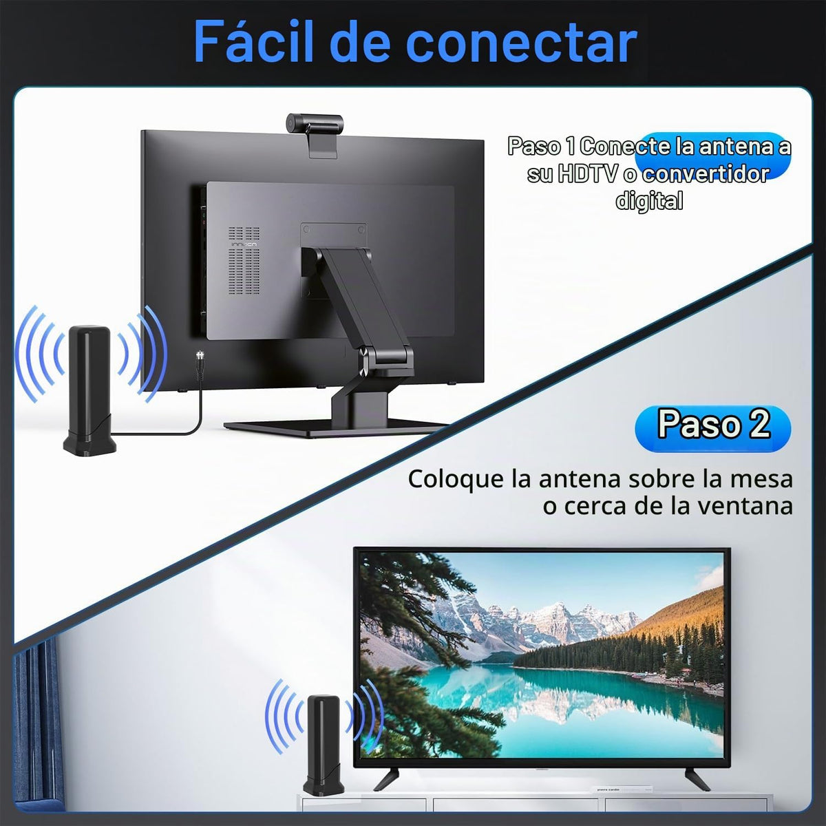 Antena de TV para Smart TV para interiores, antena de TV digital 2026 para