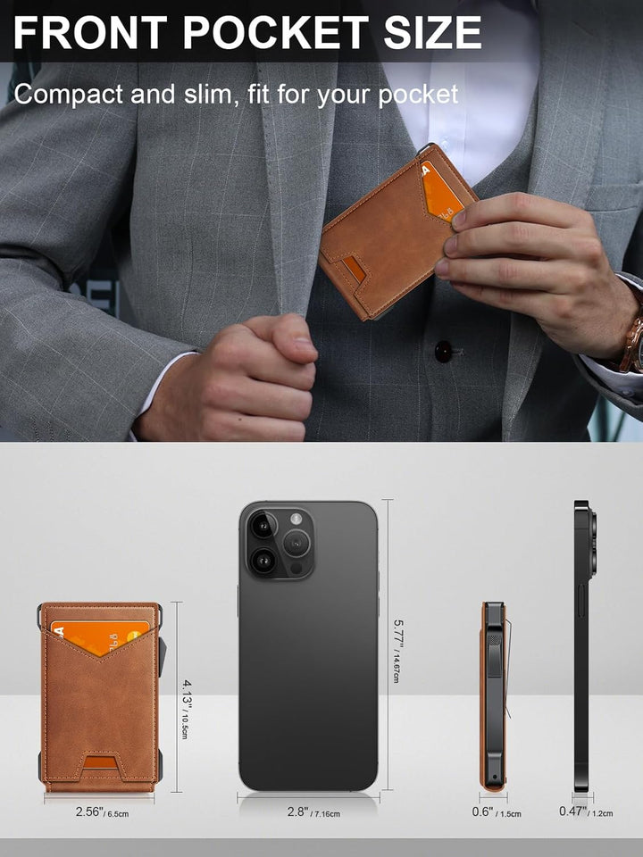 Cartera para hombres RFID con 2 ventanas de identificación y clip p...