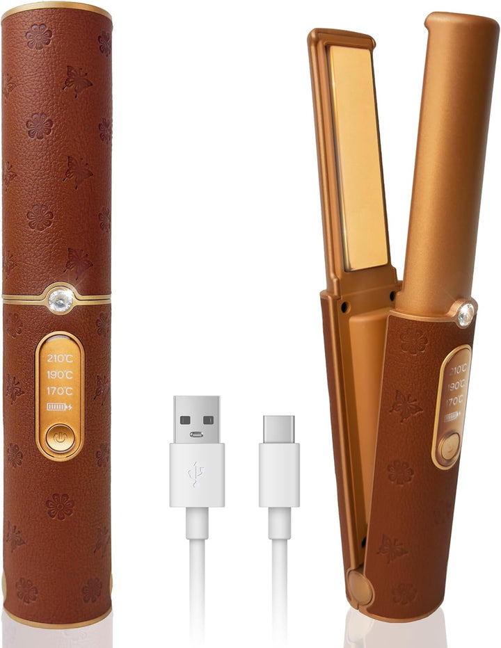 Rizador de pelo inalámbrico 2 en 1, recargable USB-C de 5000 mAh, p...