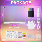 Tablero de dibujo LED recargable de 16 pulgadas para niños, tableta de dibujo con 7 colores y modos dinámicos, tablero de notas LED acrílico de borrado en seco, regalos para niños para Pascua