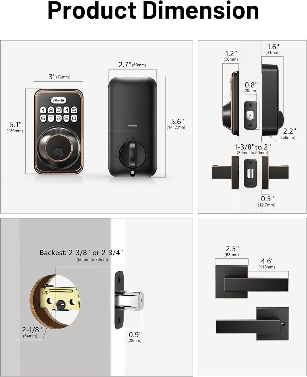 Zowill|Juego de cerradura electrónica de puerta de entrada sin llav...
